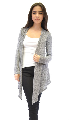 High Low Open Front Three Quarter Sleeves Cardigan