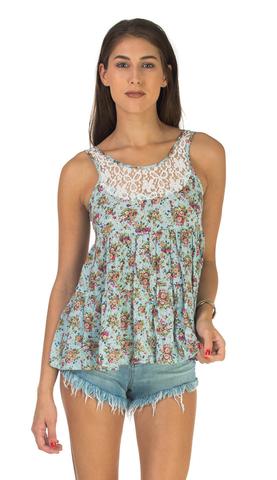 Floral Bow Back Rayon Sleeveless Top