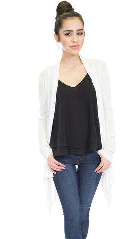 High Low Open Front Three Quarter Sleeves Cardigan