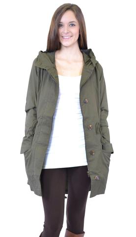 Olive Hooded Parka Jacket