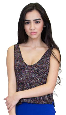 Colorful Tribal Print Self-Tie Button-Down Tank