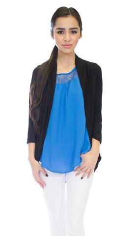 High Low Open Front Three Quarter Sleeves Cardigan